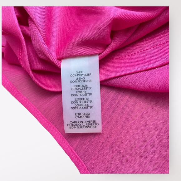 Calvin Klein Pink Pleated Chiffon 3/4 Sleeves V-Neck Short Dress Size 4 - Picture 8 of 9